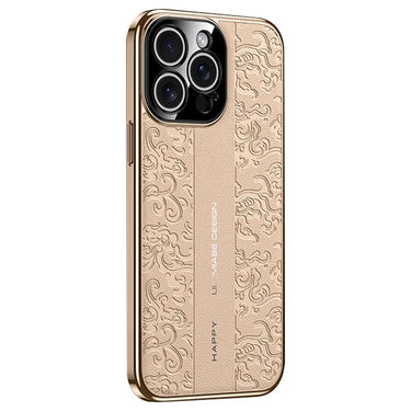 Cloud Dragon Pattern Plain Leather PC Phone Case, For iPhone 14 Pro Max