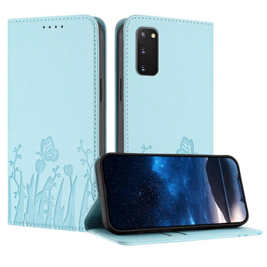Tulips Butterfly Pattern Magnetic Vegan Leather Phone Case, For Samsung Galaxy S20, For Samsung Galaxy S20+