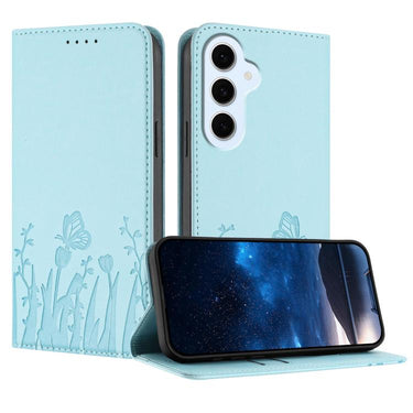 Tulips Butterfly Pattern Magnetic Vegan Leather Phone Case, For Samsung Galaxy S26 Ultra 5G, For Samsung Galaxy S26 5G