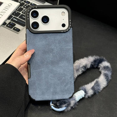 Faux Suede Fabric TPU Phone Case with Screen-printed Rabbit Plush Rope, For iPhone 17 Pro Max, For iPhone 17 Pro, For iPhone 17, For iPhone 16 Pro Max