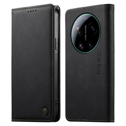 Dierfeng Metal Snap Magnetic RFID Vegan Leather Phone Case, For Xiaomi 17 Ultra, For Xiaomi 17 Pro Max, For Xiaomi 17 Pro, For Xiaomi 17