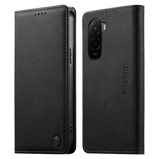 Dierfeng Metal Snap Magnetic RFID Vegan Leather Phone Case, For Xiaomi Poco M7 4G 169mm, For Xiaomi Poco M7 4G 171mm, For Xiaomi 15T Pro 5G, For Xiaomi 15T 5G