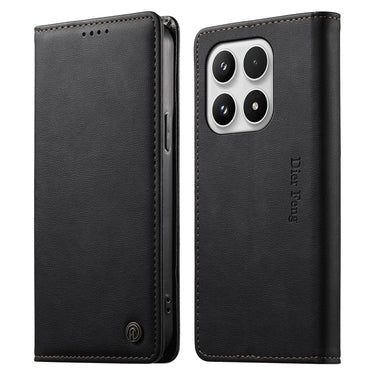 Dierfeng Metal Snap Magnetic RFID Vegan Leather Phone Case, For Xiaomi 17 Max 5G, For Xiaomi 17T Pro 5G, For Xiaomi 17T 5G, For Xiaomi Poco X8 Pro 5G / Redmi Turbo 5 5G