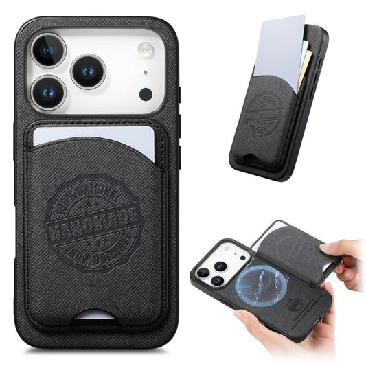 Twill Texture Vegan Leather Magnetic Phone Cover with Detachable Card Holder, For iPhone 16e / 17e, For iPhone 17 Pro Max, For iPhone 17 Pro
