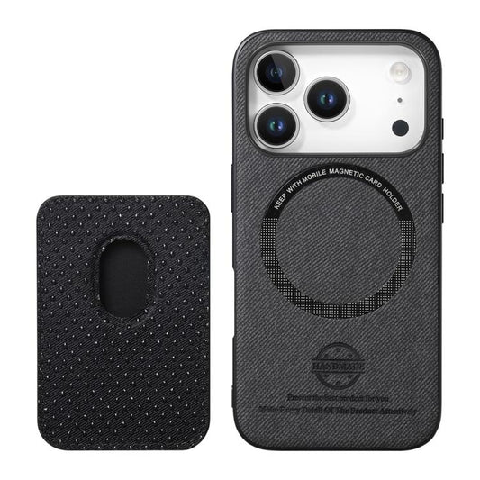 Twill Texture Vegan Leather Magnetic Phone Cover with Detachable Card Holder, For iPhone 16e / 17e, For iPhone 17 Pro Max, For iPhone 17 Pro