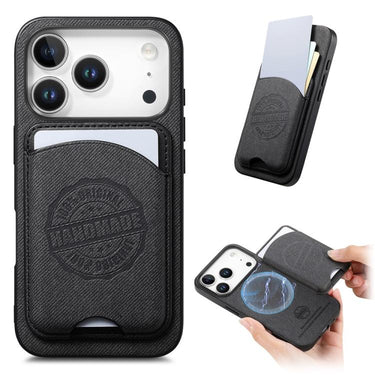 Twill Texture Vegan Leather Magnetic Phone Cover with Detachable Card Holder, For iPhone 16e / 17e, For iPhone 17 Pro Max, For iPhone 17 Pro