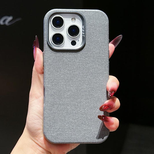 Wool Linen Fabric Full Coverage Magnetic Phone Case, For iPhone 16 Pro Max, For iPhone 16 Pro, For iPhone 16 Plus, For iPhone 16