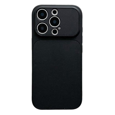 Leather Textured Large Window Full Coverage Phone Case, For iPhone 15 Pro Max, For iPhone 15 Pro, For iPhone 15