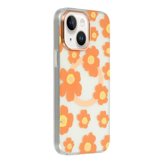 Floral Pattern TPU + PC Magnetic Phone Case, For iPhone 15, For iPhone 14, For iPhone 14 Pro, For iPhone 14 Pro Max