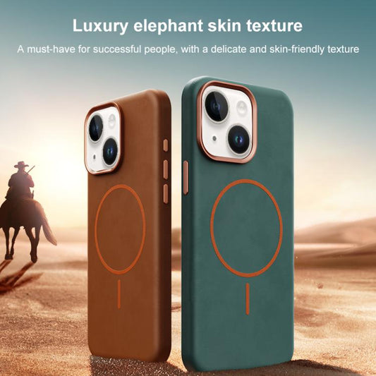 Elephant Leather Full Coverage Magnetic Microfiber Leather PC Phone Case, For iPhone 15 Plus / 14 Plus, For iPhone 15, For iPhone 14 / 13