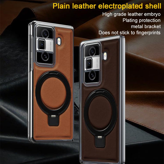 Foldable Screen Holder Electroplated Vegan Leather Phone Case, For Honor Magic VS3, For Honor Magic VS2