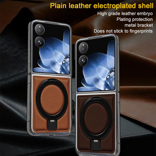Foldable Screen Holder Electroplated Vegan Leather Phone Case, For Xiaomi Mix Flip