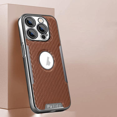 Palida Y7 Electroplated Carbon Fiber Texture Lens Film Phone Case, For iPhone 15 Pro, For iPhone 15, For iPhone 14, For iPhone 14 Pro
