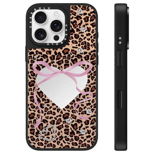 Leopard Cherry Series Pattern Mirror Phone Case, For iPhone 16 Pro Max, For iPhone 16 Pro, For iPhone 16 Plus