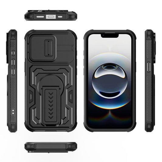 Slid Camera Shield Invisible Holder PC Hybrid TPU Phone Case, For iPhone 17e / 16e, For iPhone 17 Pro Max, For iPhone 17 Pro, For iPhone 17