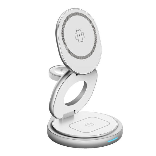 HAMTOD M27 15W Rotatable Foldable 3 in 1 Metal Magnetic Wireless Charger Stand