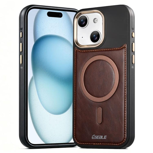 ESEBLE Crazy Horse Pattern Airbag Shockproof Magnetic Phone Case, For iPhone 15