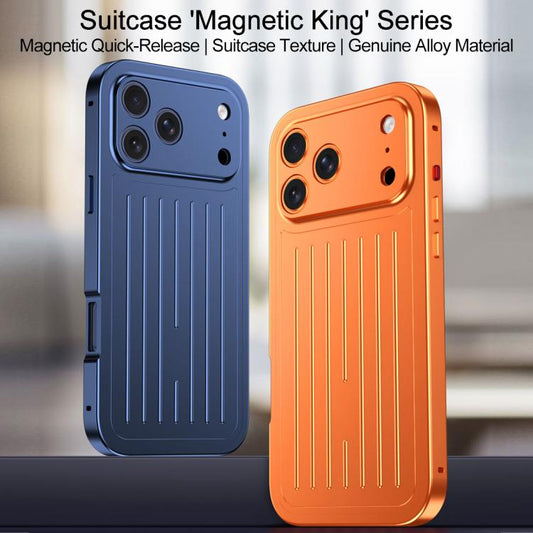 Suitcase Texture Magnetic King Series Aluminum Alloy Phone Case with Tempered Glass Film, For iPhone 17 Pro Max, For iPhone 17 Pro, For iPhone Air, For iPhone 16 Pro Max