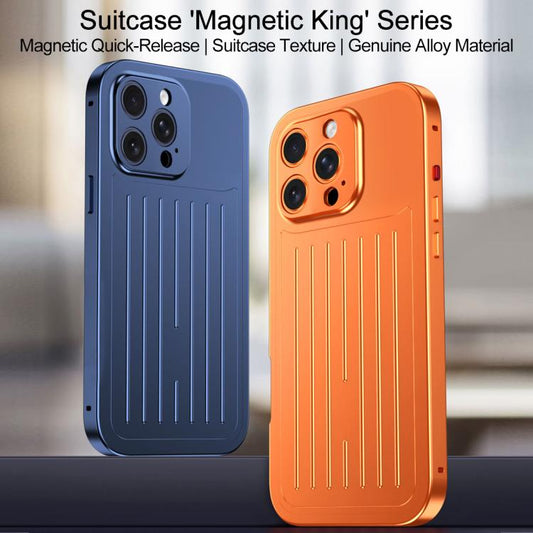 Suitcase Texture Magnetic King Series Aluminum Alloy Phone Case with Tempered Glass Film, For iPhone 14 Pro Max