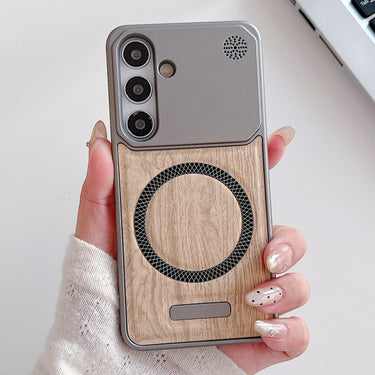 Wood Grain Magnetic PC Shockproof Phone Case For Galaxy S26+ 5G,Galaxy S26 Ultra 5G,Galaxy S26 5G,Galaxy S24 5G / S25 5G