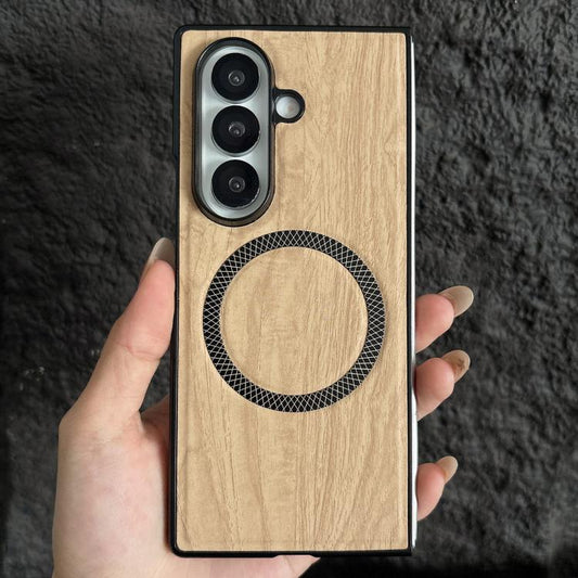 Wood Grain Magnetic PC Shockproof Phone Case, For Galaxy Z Fold7 5G, For Galaxy Z Fold6, For Galaxy Z Fold5, For Galaxy Z Fold4