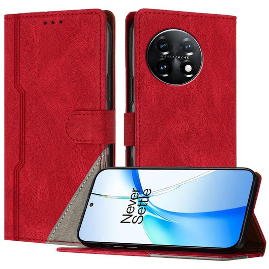 Color Matching Buckle Clasp Vegan Leather Phone Case, For OnePlus 11