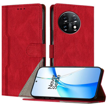 Color Matching Buckle Clasp Vegan Leather Phone Case, For OnePlus 11