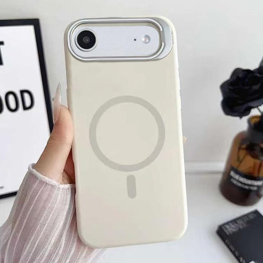 Liquid Silicone Magnetic Phone Case with Lens Frame Holder, For iPhone Air, For iPhone 16 Pro Max, For iPhone 16 Pro