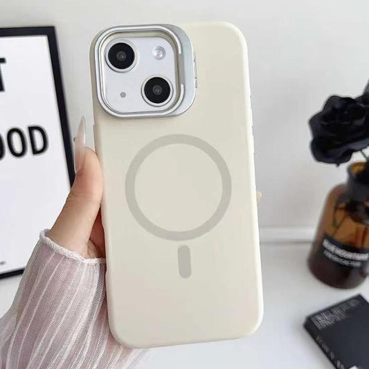 Liquid Silicone Magnetic Phone Case with Lens Frame Holder, For iPhone 13, For iPhone 12, For iPhone 12 Pro Max
