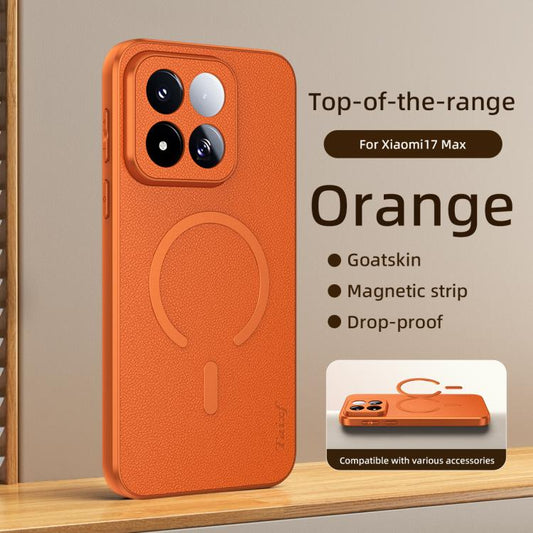 Sheepskin Vegan Leather Magnetic Phone Case, For Xiaomi 17 Max 5G