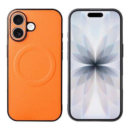 Precise Cutout Carbon Fiber Texture Vegan Leather Phone Case, For iPhone 16 Plus, For iPhone 16