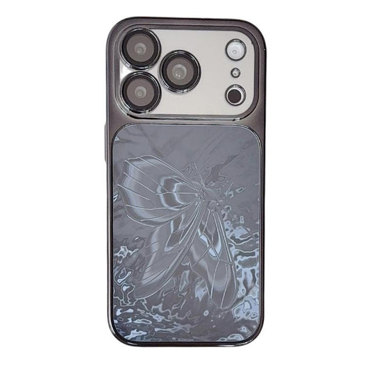 Butterfly Pattern Electroplated PC + Glass Phone Case, For iPhone 17 Pro Max, For iPhone 17 Pro, For iPhone 17, For iPhone 16 Pro Max