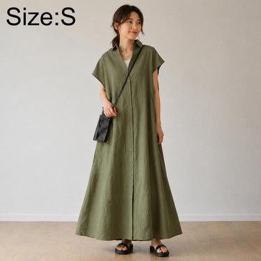 Short Sleeve Casual Short Sleeve Lapel Shirt Dress, S, M, L, XL, 2XL S / Green