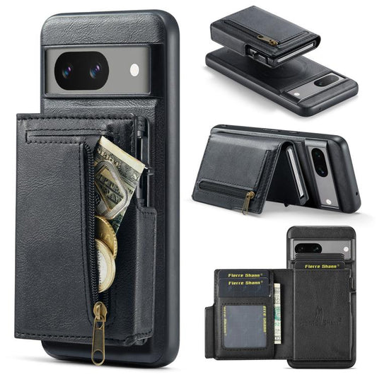 Fierre Shann Oil Wax Vegan Leather Magnetic Card Holder Back Phone Case, For Google Pixel 8a, For Google Pixel 8 Pro, For Google Pixel 8, For Google Pixel 7a