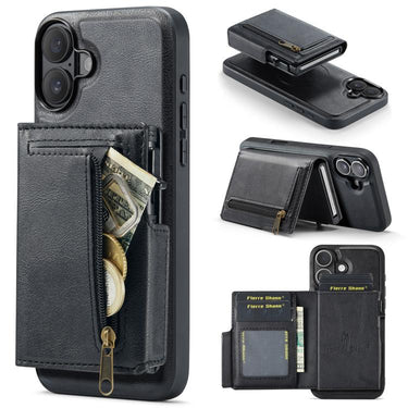Fierre Shann Oil Wax Vegan Leather Magnetic Card Holder Back Phone Case, For iPhone 16, For iPhone 15 Pro Max, For iPhone 15 Pro, For iPhone 15 Plus / 14 Plus