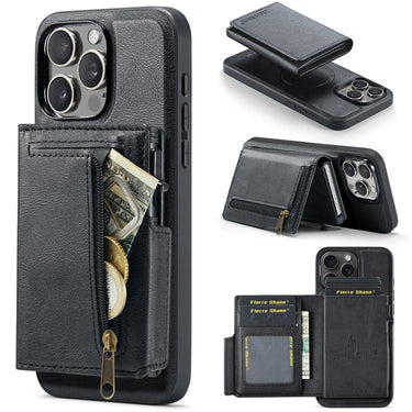 Fierre Shann Oil Wax Vegan Leather Magnetic Card Holder Back Phone Case, For iPhone 11 Pro Max, For iPhone 11, For iPhone 11 Pro