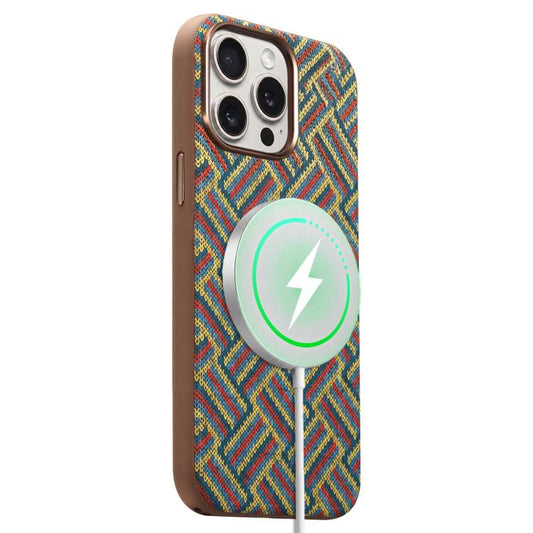 Denior Vintage Boho Embroidery Style Magnetic Protective Phone Case, For iPhone 16 Pro Max, For iPhone 16 Pro, For iPhone 15 Pro Max, For iPhone 15 Pro