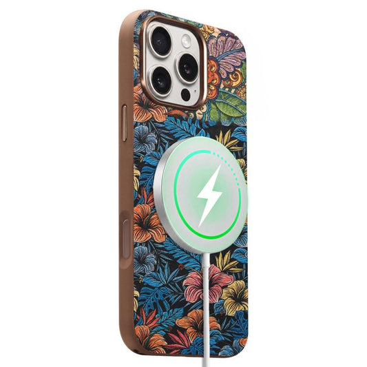 Denior Vintage Boho Embroidery Style Magnetic Protective Phone Case, For iPhone 16 Pro Max, For iPhone 16 Pro, For iPhone 15 Pro Max, For iPhone 15 Pro