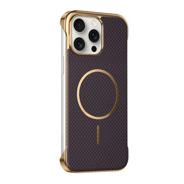 Borderless Kevlar Texture Electroplated Magnetic Phone Case, For iPhone 15 Pro, For iPhone 15, For iPhone 14, For iPhone 14 Pro
