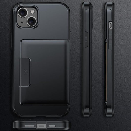 Sliding Card Slot PC Hybrid TPU Phone Case, For iPhone 13