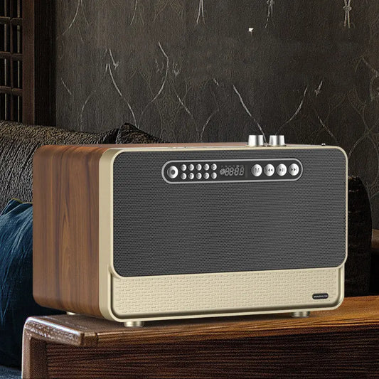 Home Wireless Bluetooth Speaker Wooden High Volume Dual Speaker Subwoofer