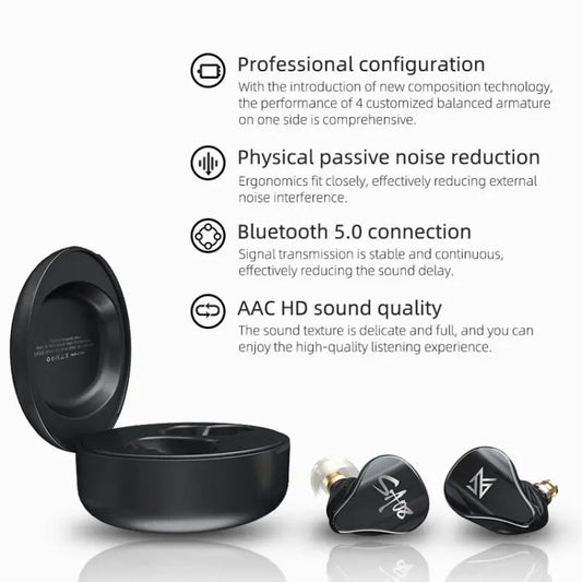 KZ SA08 Wireless Four-unit 5BA Balance Armature Bluetooth In-ear TWS Earphone, SA08 - UTrano
