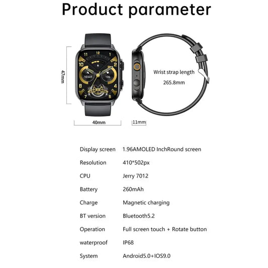 LEMFO HK95 1.952 inch BT5.0 IP68 Sport Smart Watch, Support Bluetooth Call / Sleep / Blood Oxygen / Heart Rate / Blood Pressure Health Monitor Utrano