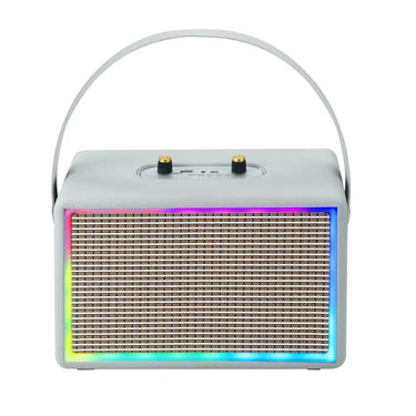 Leather Colorful Light Effect Karaoke Audio Retro Outdoor Bluetooth Speaker, Dual-microphone, Single Speaker - UTrano