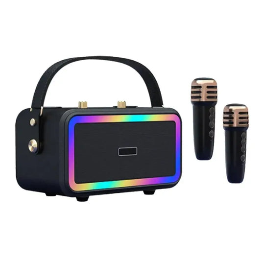 M3201 Portable Colorful Bluetooth Speaker Home Retro Karaoke Dual-Mic Speaker - UTrano