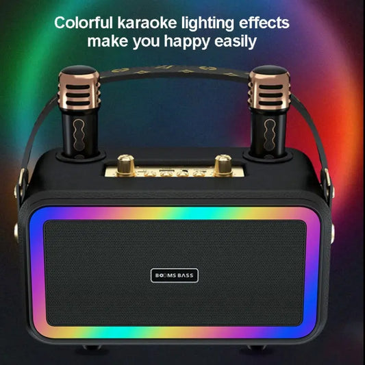 M3201 Portable Colorful Bluetooth Speaker Home Retro Karaoke Dual-Mic Speaker - UTrano