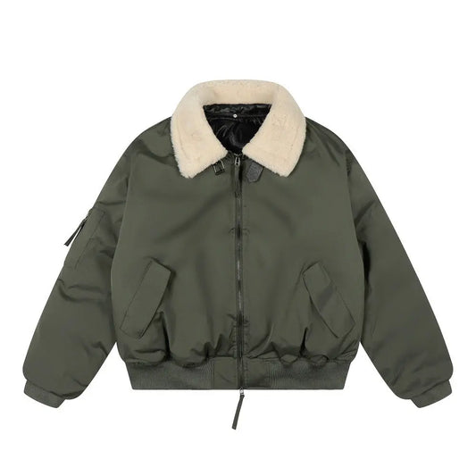 Motorcycle suit with fur collar and cotton jacket