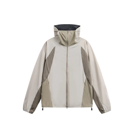 Outdoor Streetwear Color-Block Loose Hooded Sun Protection Jacket for Men
