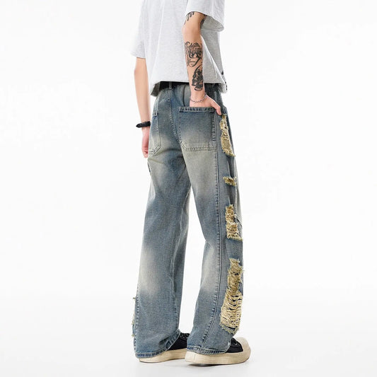 Ripped Jeans Men Style Trendy Loose Breathable