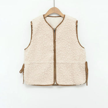 Round neck waist lambhair women's vest